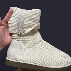 Othr Cream Knit Winter Zip Boot